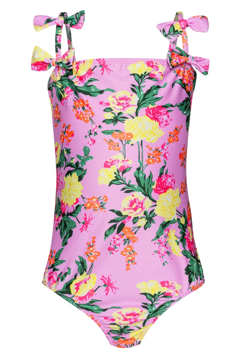 Kids' Maddy Bow One-Piece Swimsuit, Main, color, DAHLIA