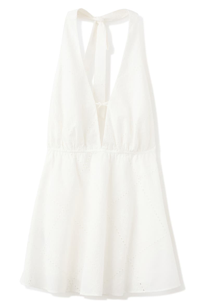 Openwork Embroidered Halter Minidress, Alternate, color, WHITE