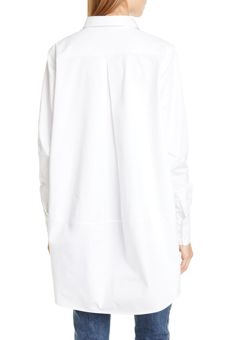 A-Line Cotton Poplin Shirt, Alternate, color, WHITE