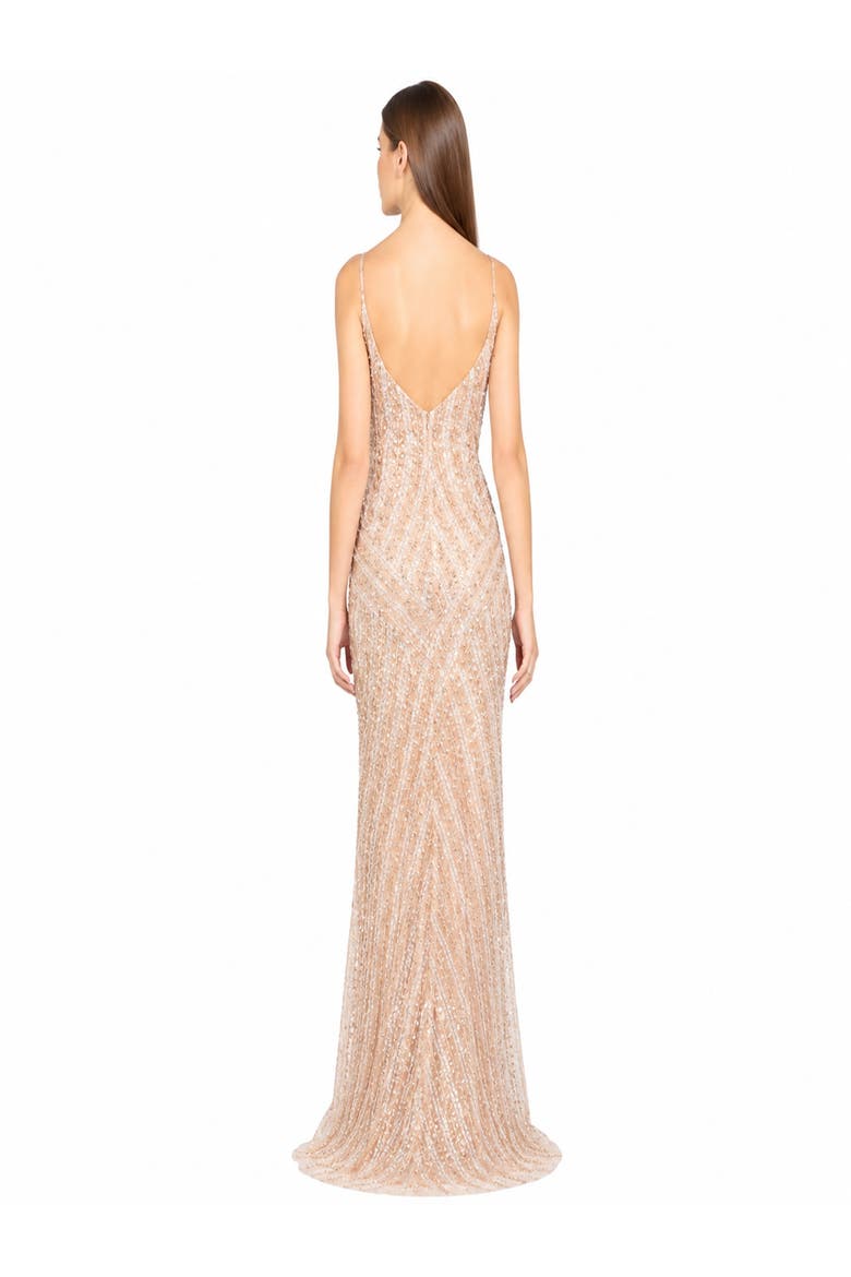 Spaghetti Strap Beaded Cocktail Dress, Alternate, color, Nude