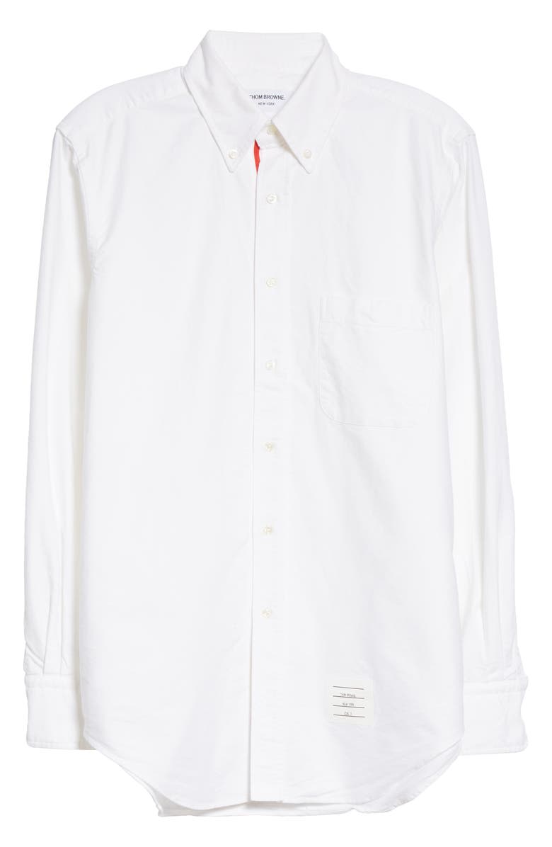 Thom Browne Cotton Button-Down Shirt, Alternate, color, White
