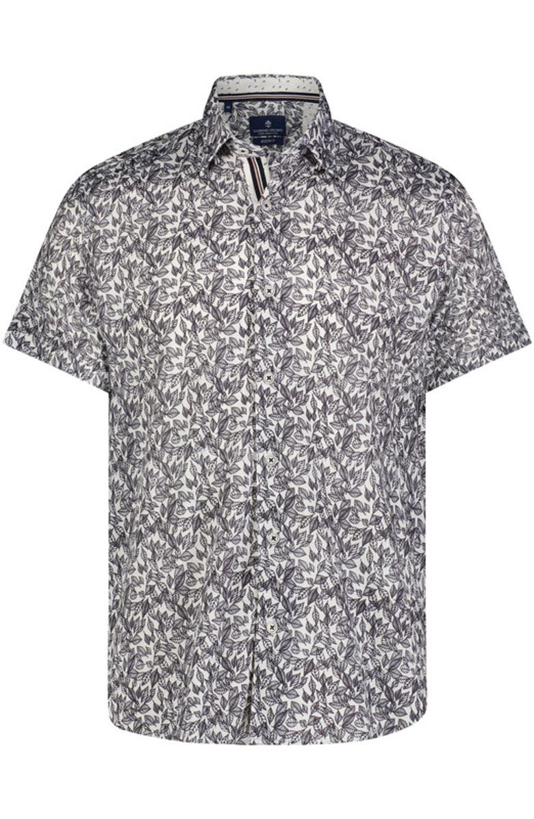 Luchiano Visconti Leaf Print Short Sleeve Shirt, Main, color,