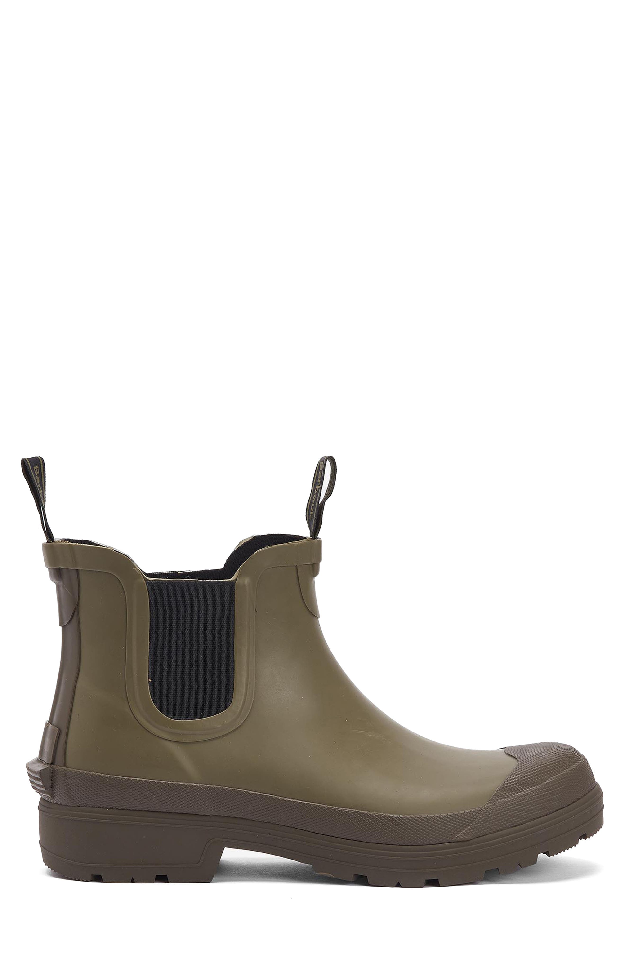 Barbour Storm Waterproof Chelsea Rain Boot, Alternate, color, Olive Green/ Olive