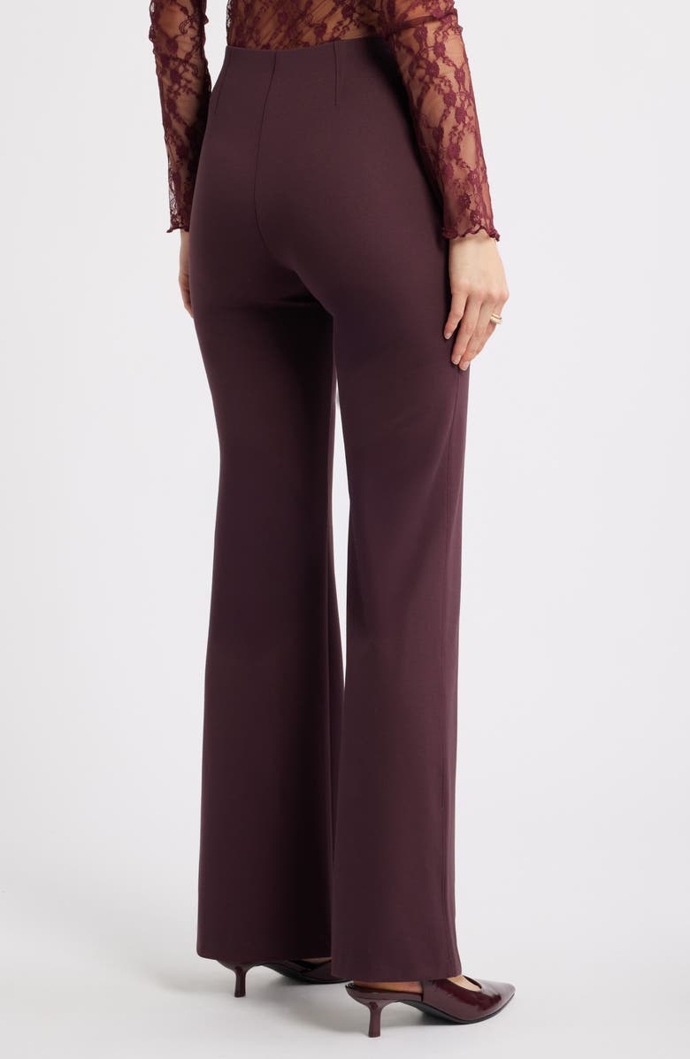 Open Edit High Waist Flare Pants, Alternate, color, Burgundy Fudge