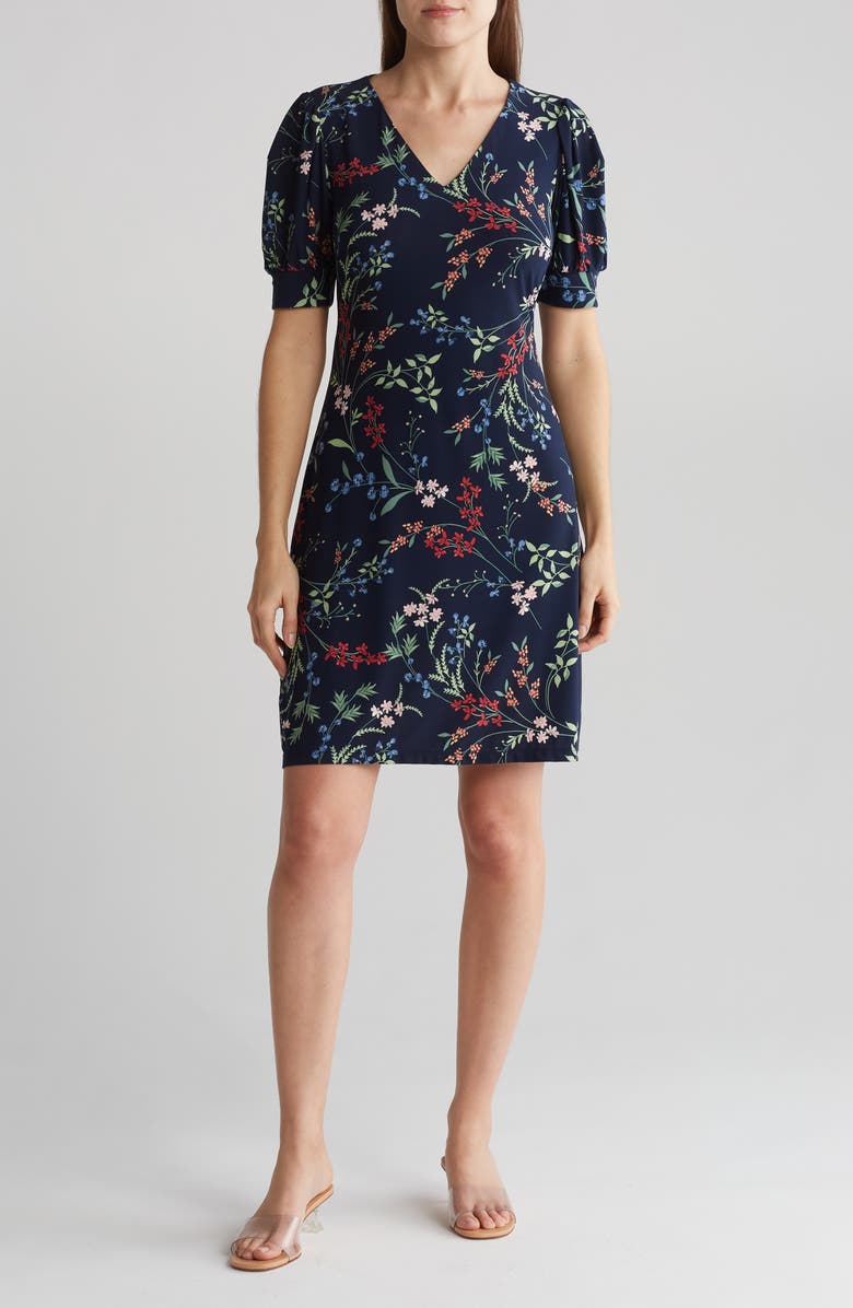 Tommy Hilfiger Puff Sleeve Floral Jersey Dress, Main, color, 