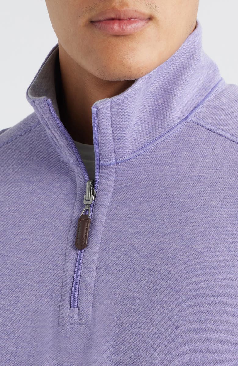 Johnston & Murphy Icon Reversible Cotton Blend Quarter Zip Pullover, Alternate, color, Purple/ Storm