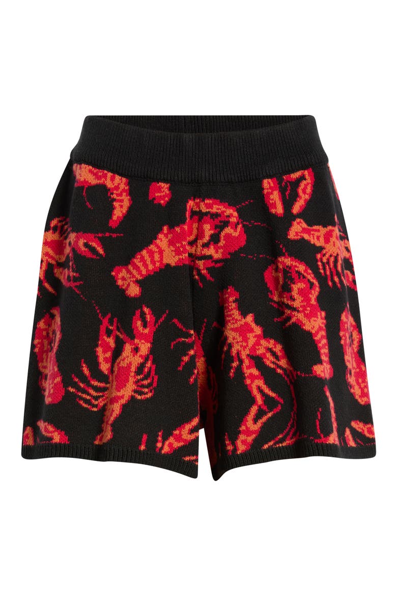 You're My Lobster Knit Shorts, Alternate, color, BLACK WITH RED LOBSTERS
