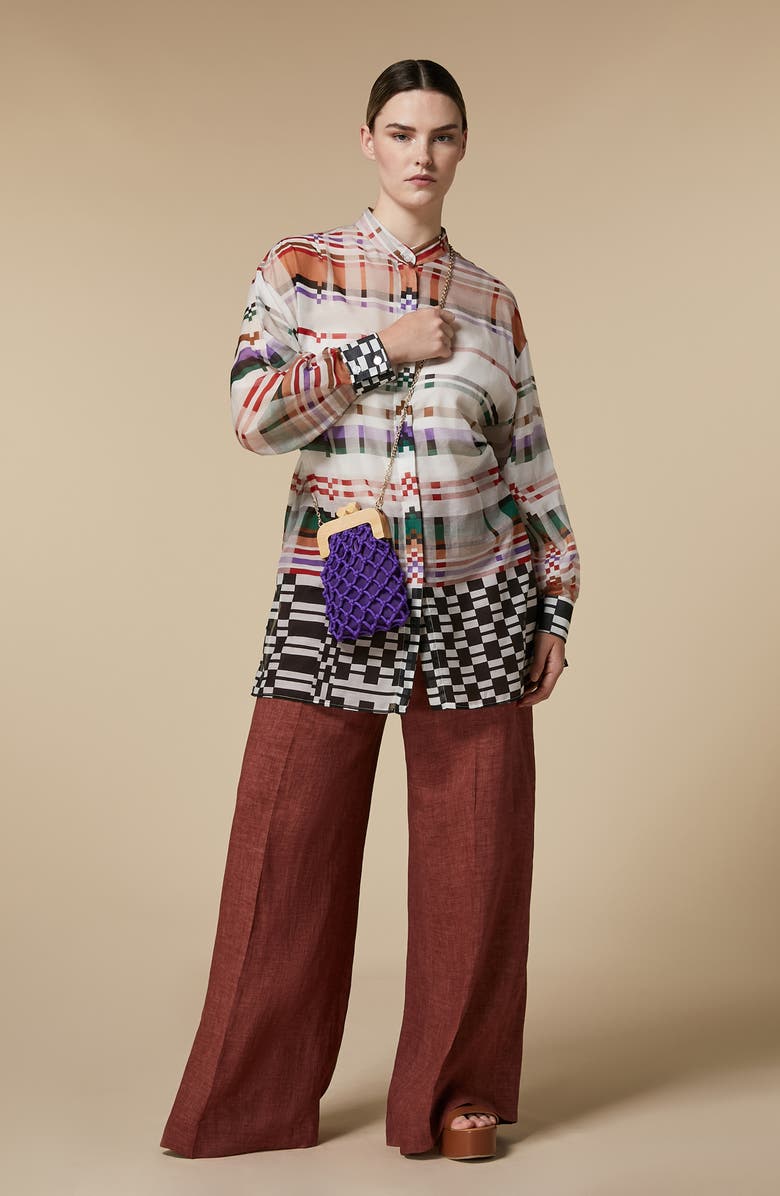 Marina Rinaldi Finito Print Cotton & Silk Voile Shirt, Alternate, color, 