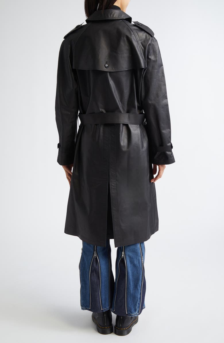 Junya Watanabe Leather Trench Coat, Alternate, color, Black