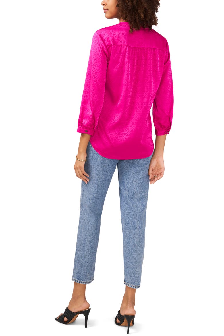 Jacquard Blouse, Alternate, color, WILD PETUNIA