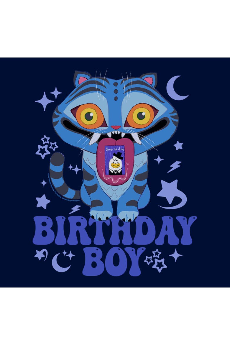 Boy's Kpop Demon Hunters Derpy Birthday Boy Save the Day  Graphic T-Shirt, Alternate, color, Navy Blue
