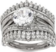 FZN Sterling Silver & Lab Grown White Sapphire Three-Band Ring