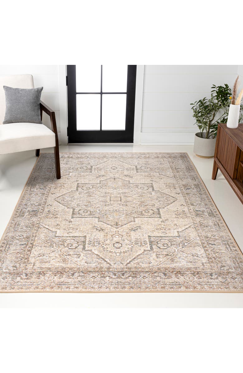 JONATHAN Y Koda Vintage Native American Medallion Machine-Washable Area Rug, Alternate, color, Cream/Brown