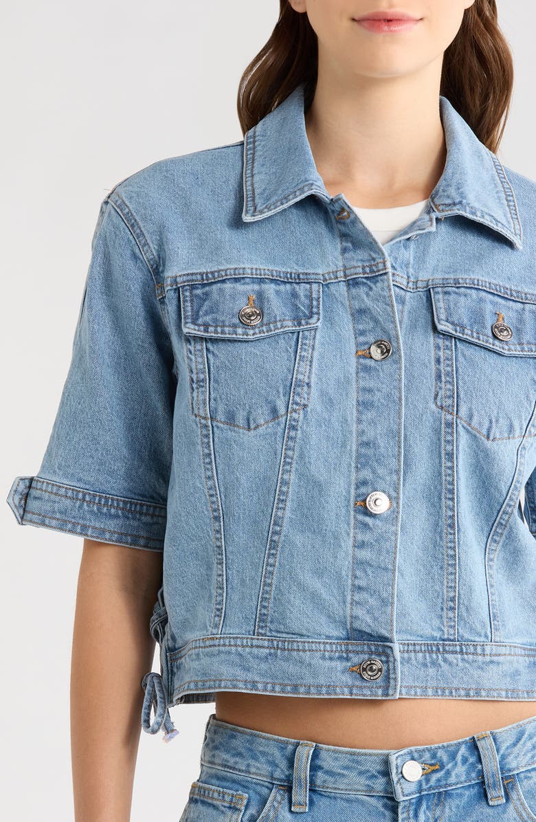 Steve Madden Blu Short Sleeve Denim Jacket, Alternate, color, Indigo Blue