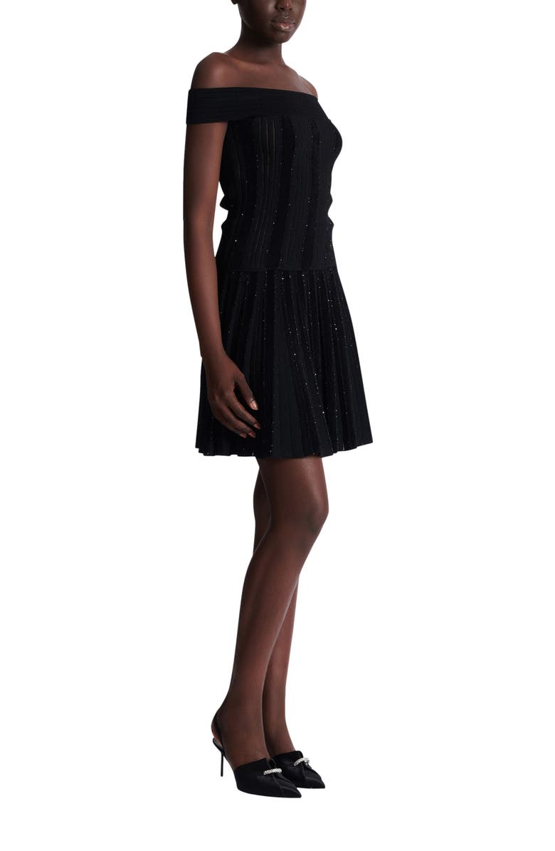 Balmain Off-the-shoulder glitter knit top, Main, color, Black