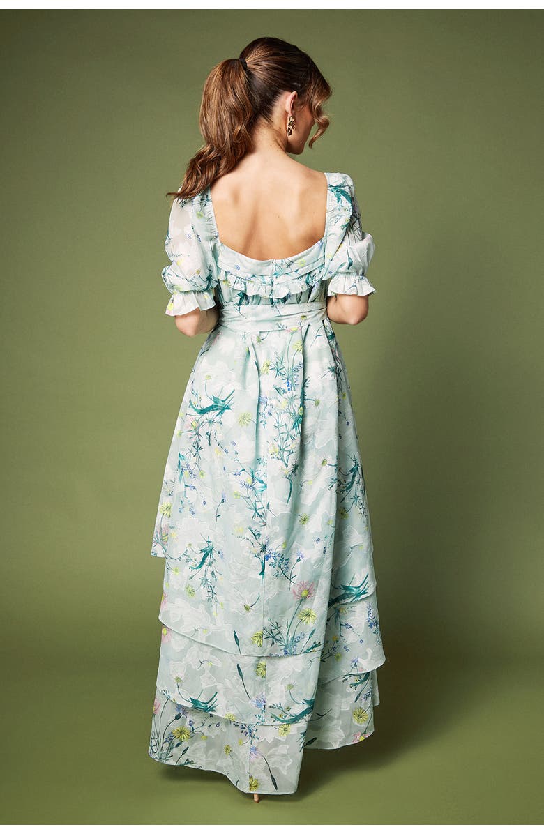 Coast Short Sleeve Printed Chiffon Midi Dress, Alternate, color, Green