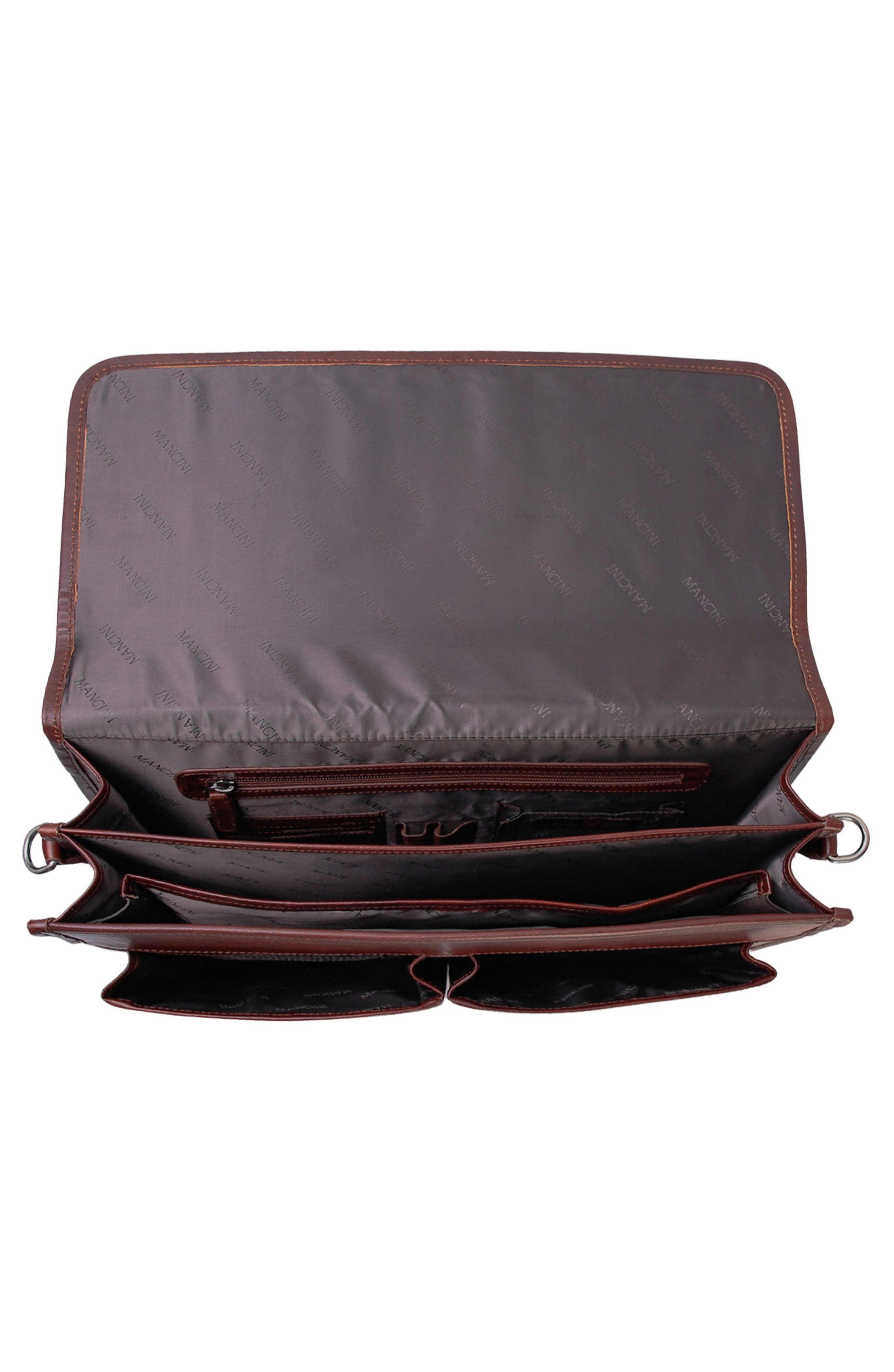 Double Compartment Leather Briefcase, Alternate, color, BROWN
