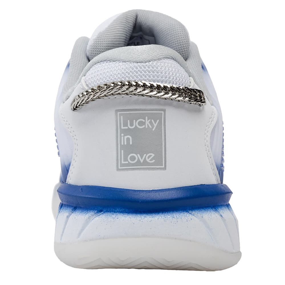 K-Swiss x Lucky In Love Hypercourt Express 2 Womens Tennis Shoes, Alternate, color, White/Electric Blue/Silver