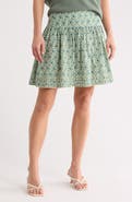 MAX STUDIO Sunflower Print Shirred Miniskirt