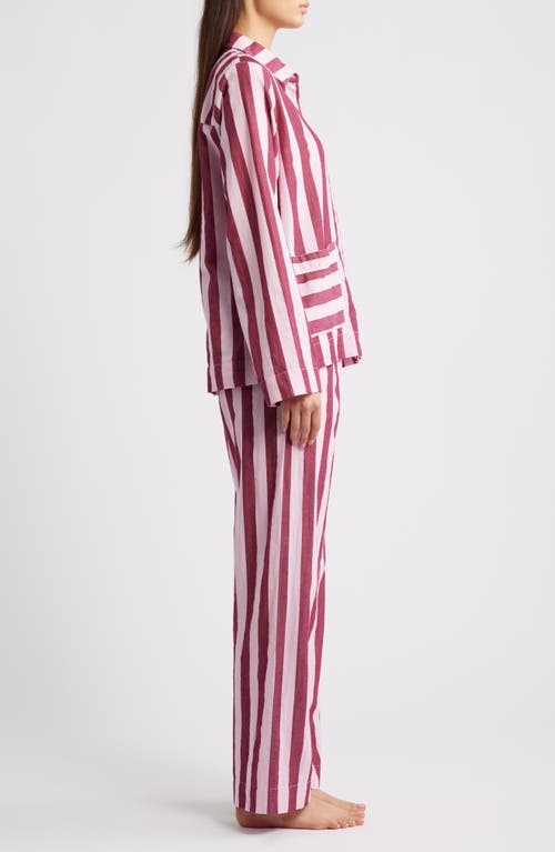 Damson Madder Florie Stripe Organic Cotton Pajamas In Multi