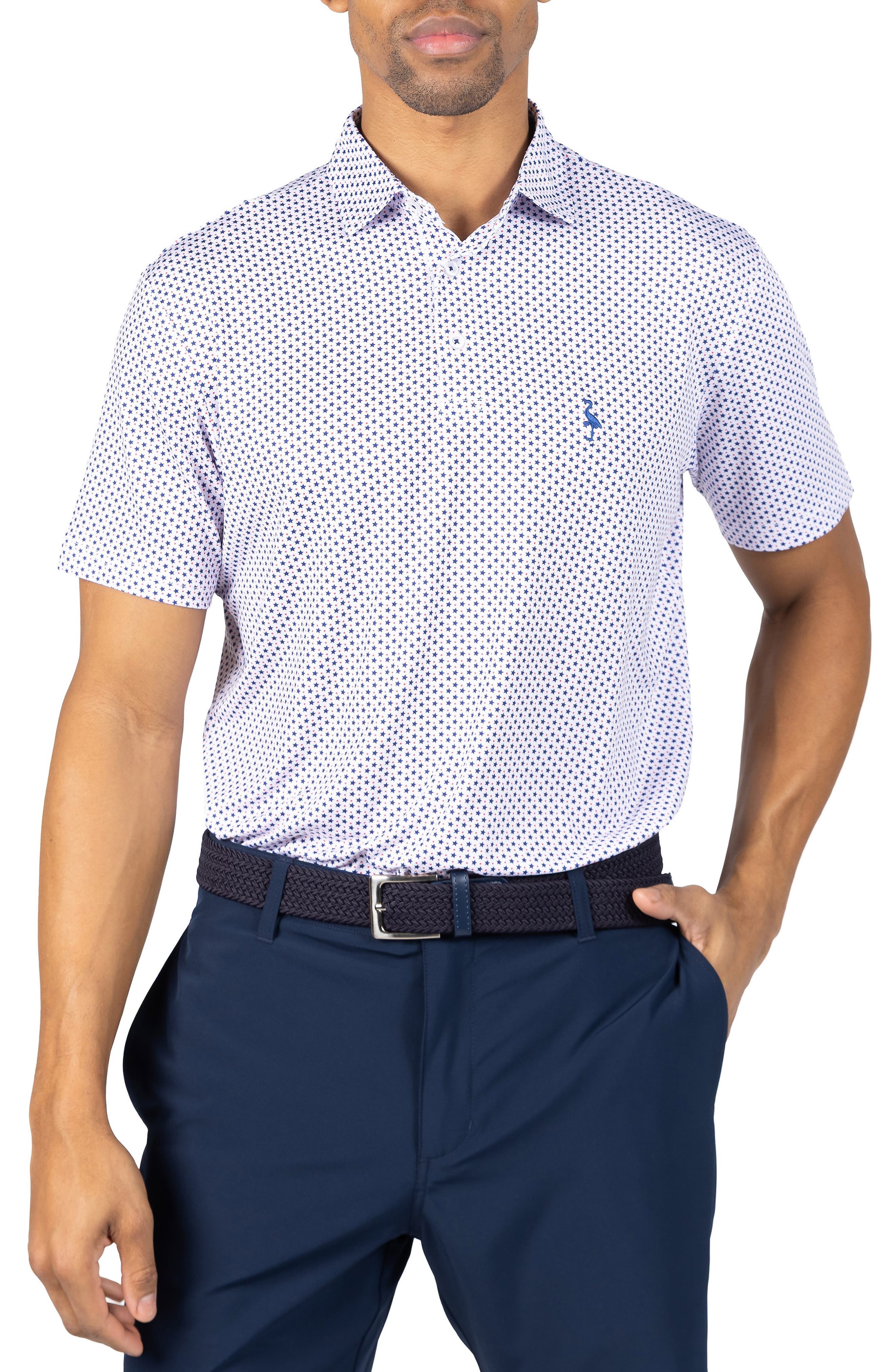 TailorByrd Stars Print Performance Polo