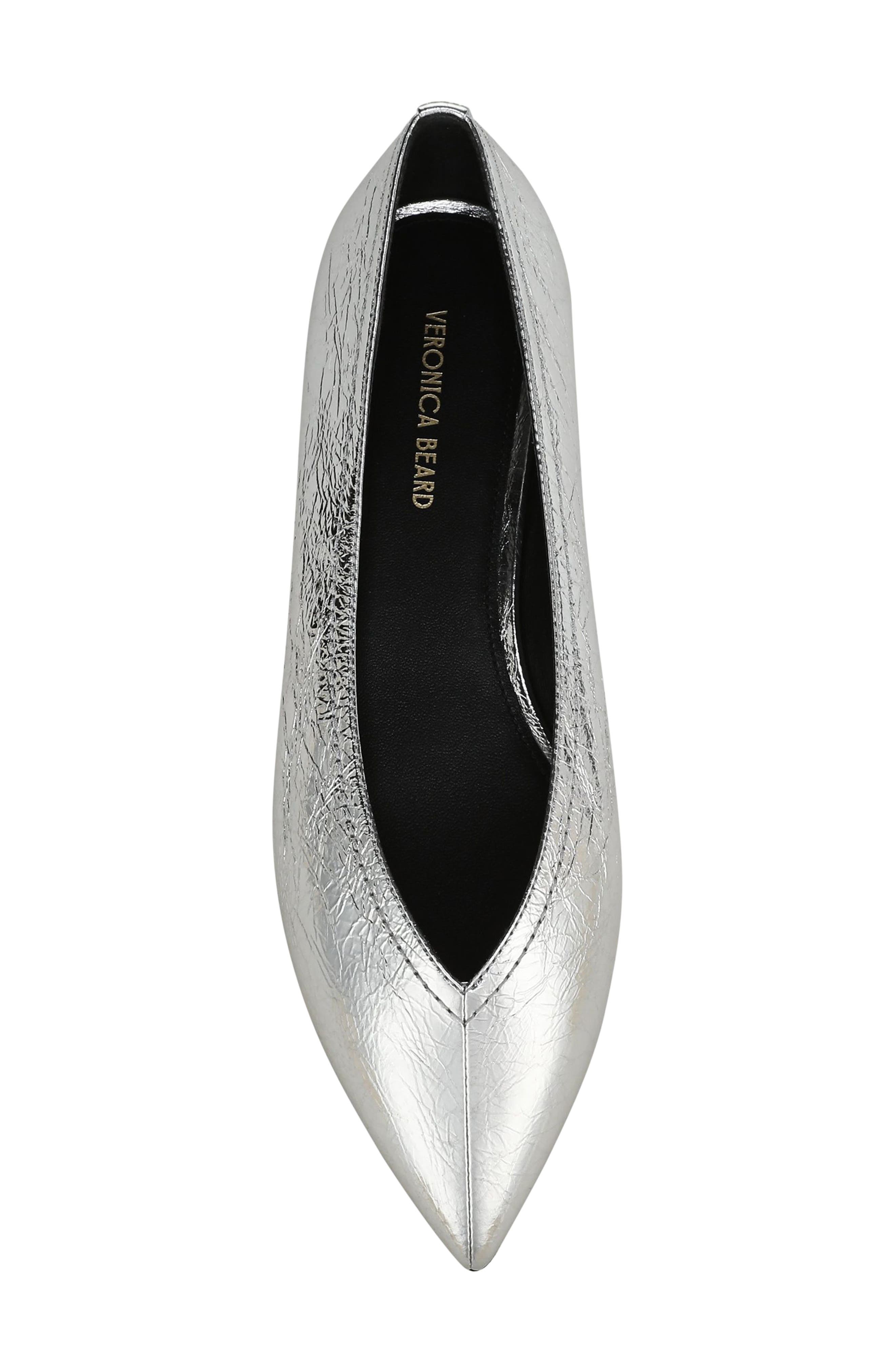 Veronica Beard Bancroft Pointed Toe Flat, Alternate, color, Silver