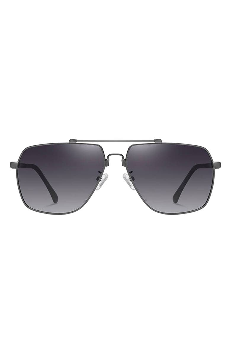 Fifth & Ninth East 62mm Polarized Aviator Sunglasses, Main, color, Black/ Black