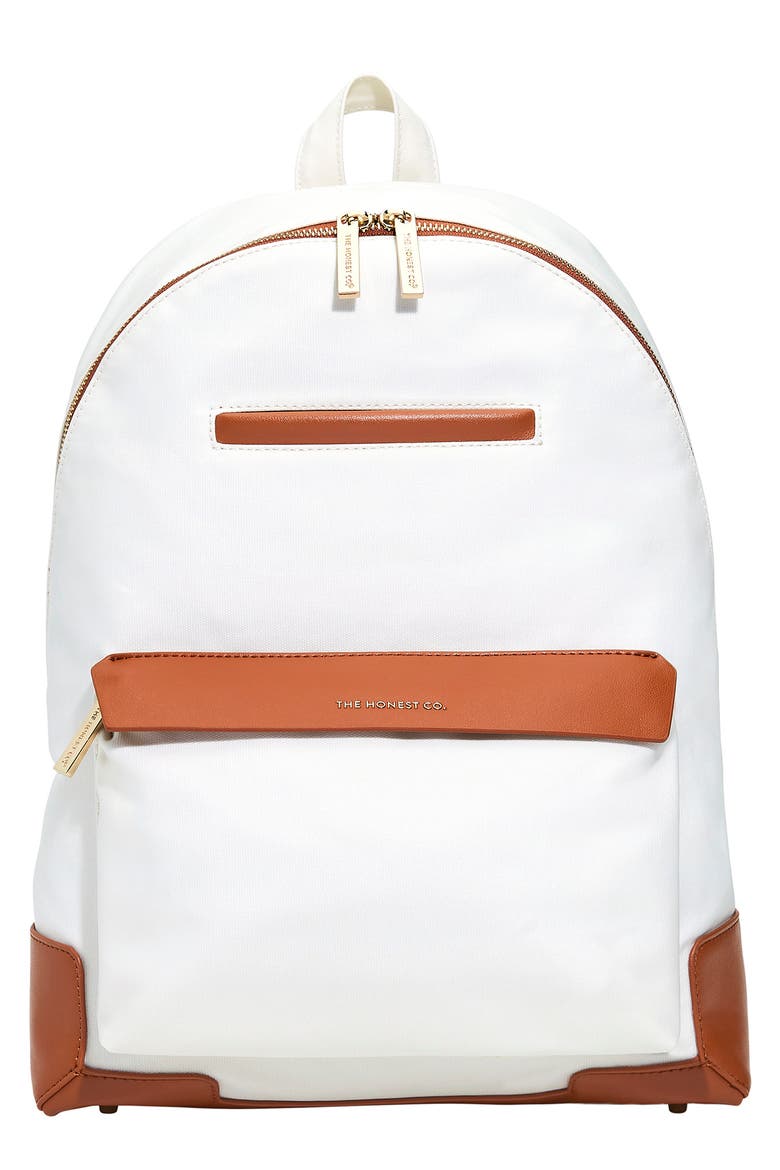 Uptown Coated Canvas Diaper Backpack, Main, color, CREAM/ COGNAC