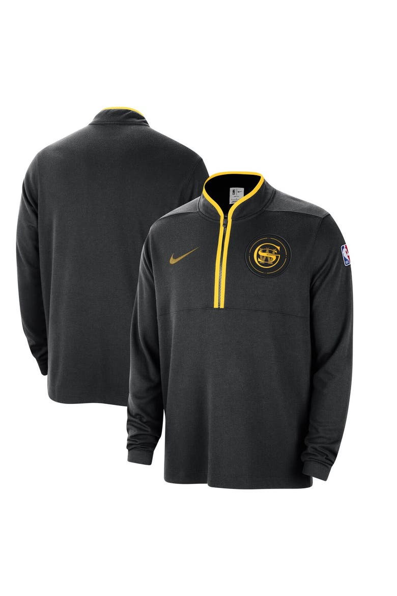 Men's Nike Black Golden State Warriors 2023/24 City Edition Authentic Coaches Half-Zip Top, Main, color, Black