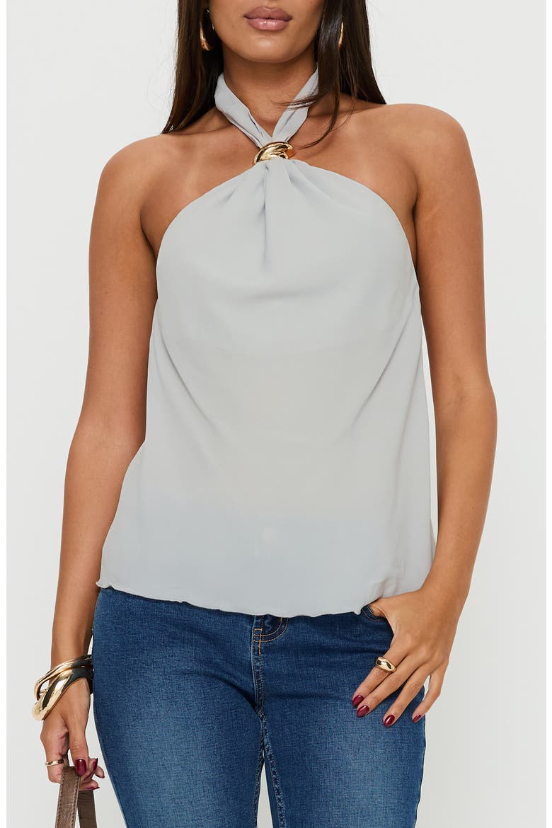 Darlinn Hardware Halter Top, Main, color, GREY