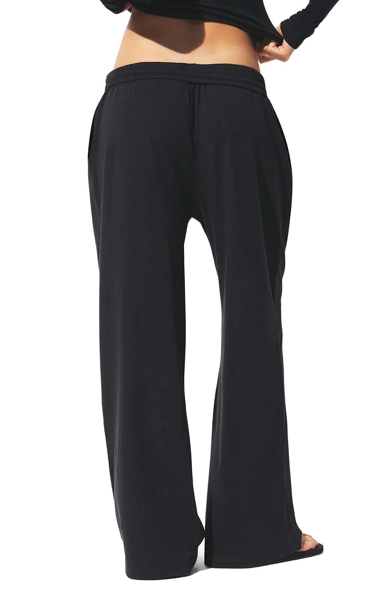 Cotton Blend Jersey Wide Leg Pants - image 2