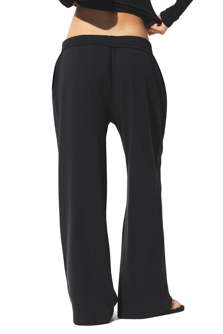 Cotton Blend Jersey Wide Leg Pants, Alternate, color, SOOT