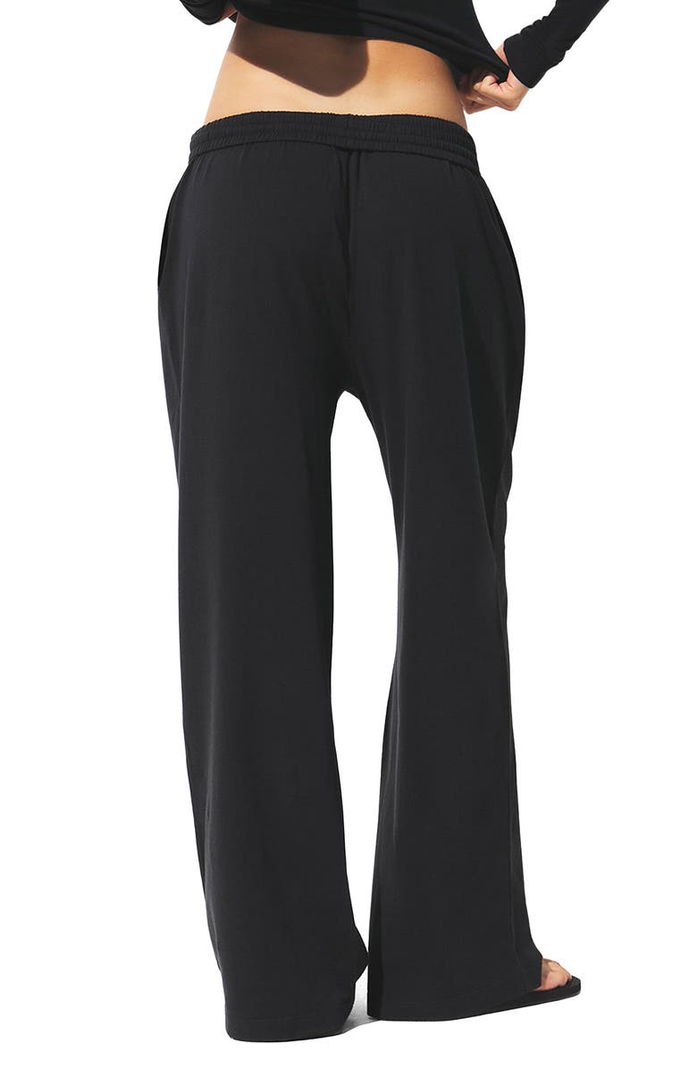 SKIMS Cotton Blend Jersey Wide Leg Pants, Alternate, color, Soot