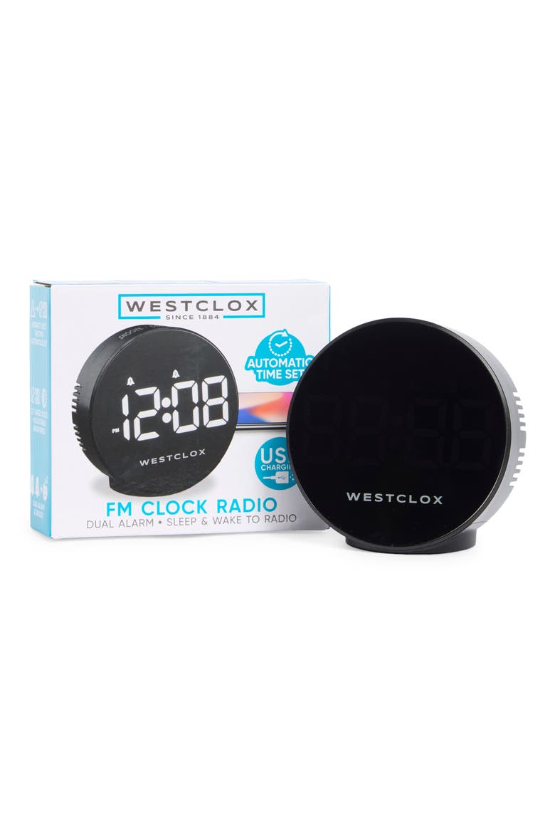 Auto Set FM Clock Radio, Main, color, BLACK