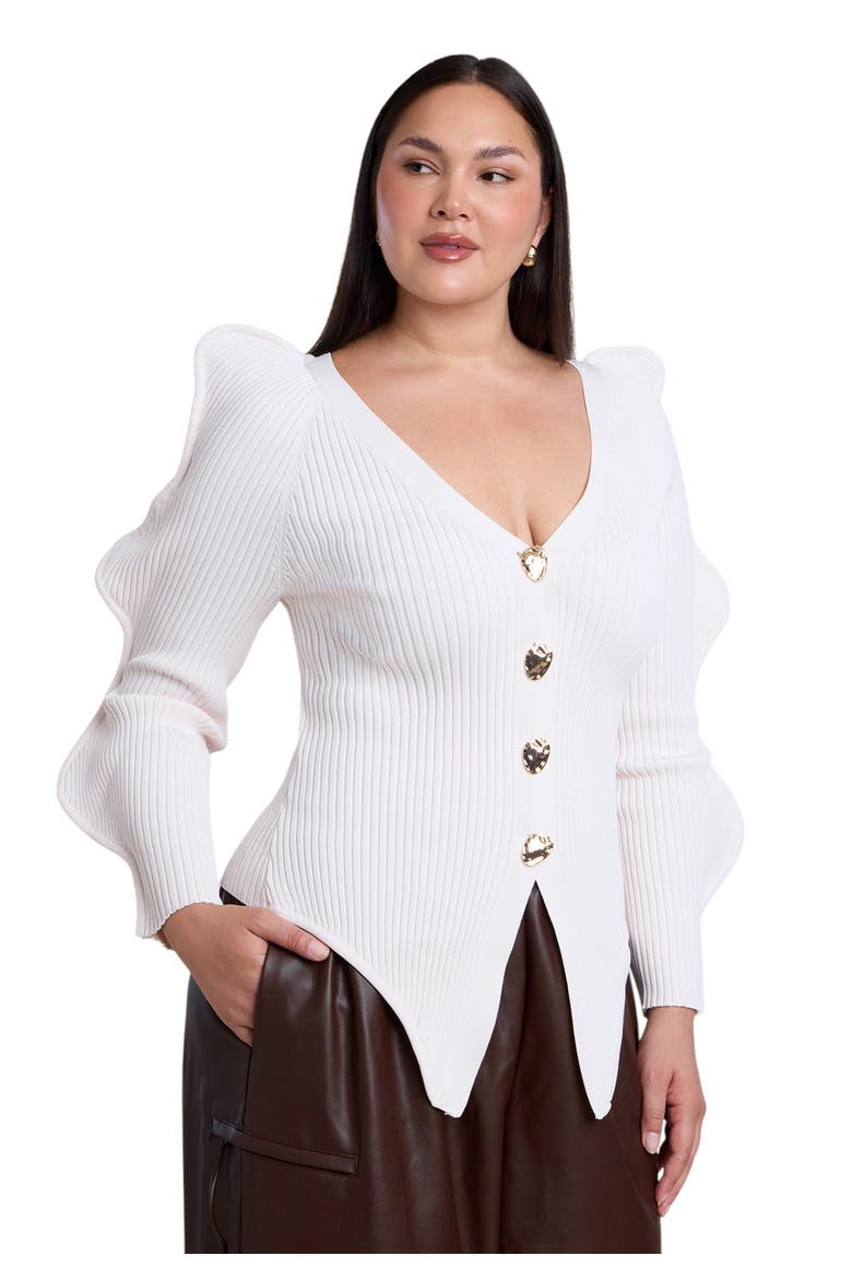 Rounded Sleeve Cardigan, Main, color, COCONUT MILK