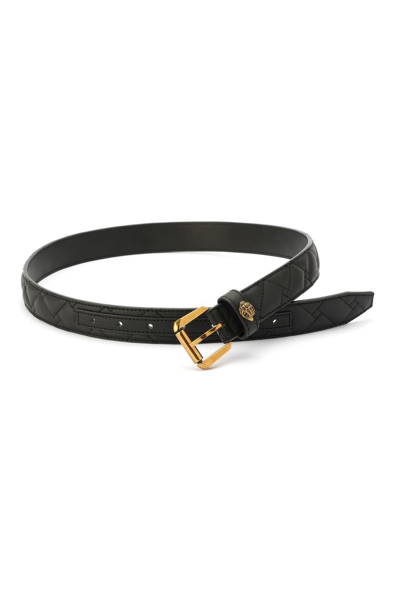 Micro Quilt Leather Belt, Alternate, color, BLACK/ANTIQUE BRASS