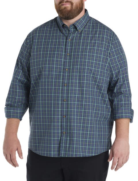 Big & Tall Easy-Care Large Plaid Sport Shirt