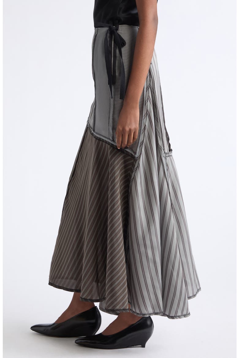 Lining Patchwork Midi Skirt, Alternate, color, MID GREY/ STEEL/ BROWN