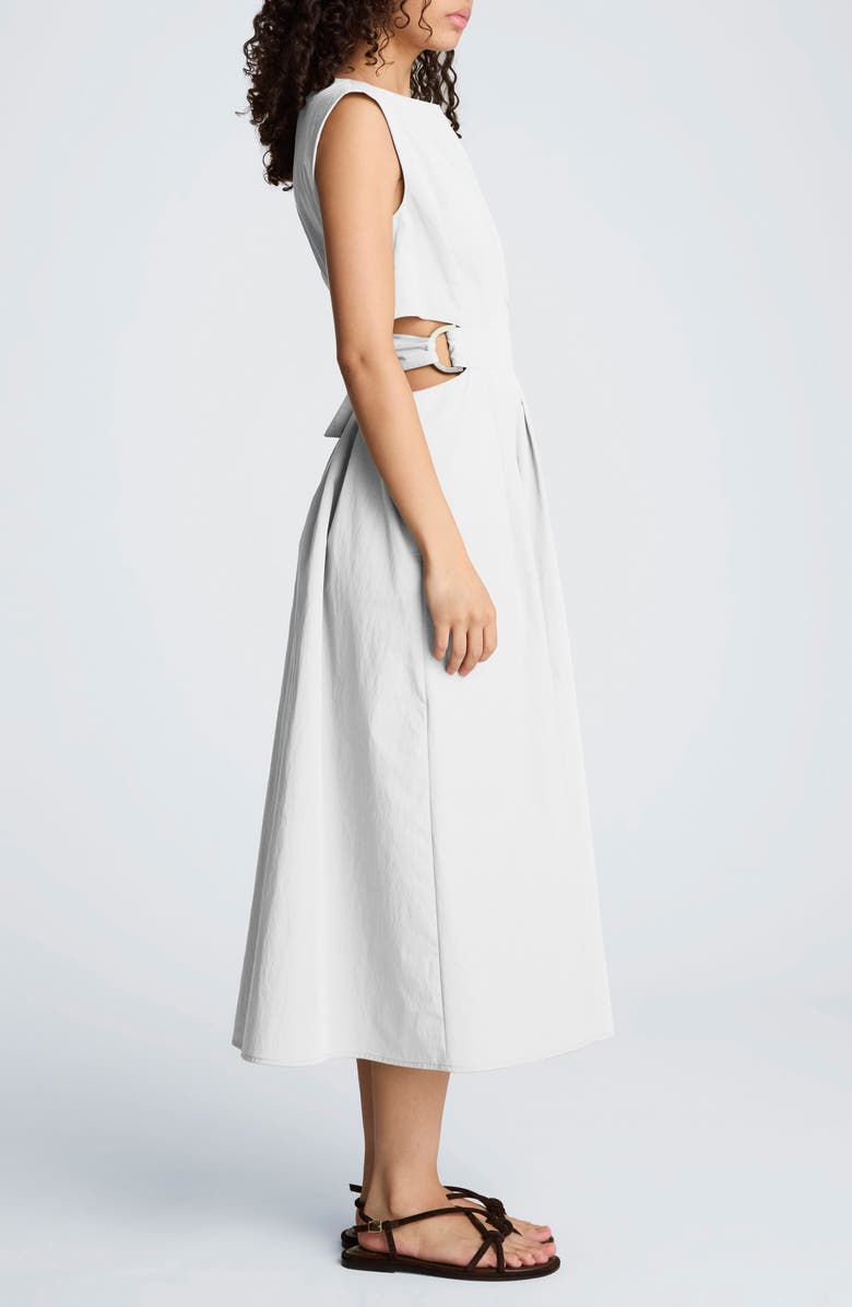 Kenneth Cole Cutout D-Ring Tie Back Midi Dress, Alternate, color, Pure White