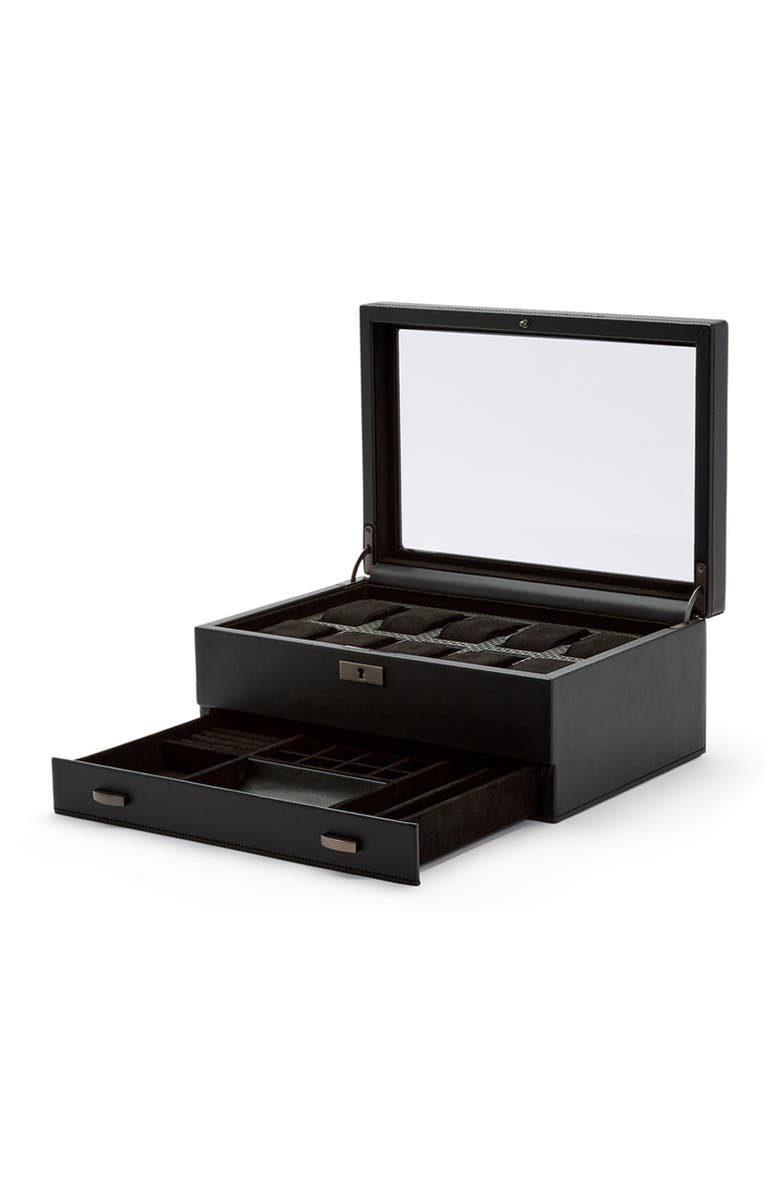 WOLF Axis 10 Piece Watch Box with Drawer, Alternate, color, Powder Coat