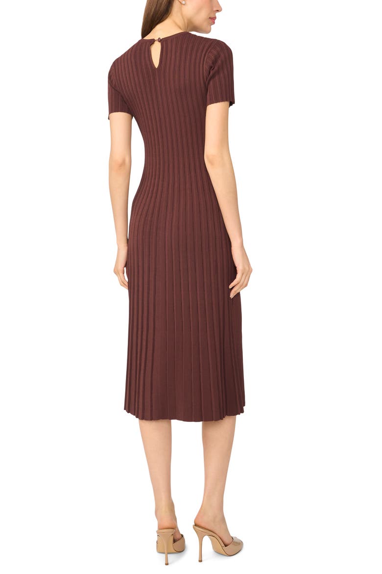 Pearly Neckline Ribbed Sweater Dress, Alternate, color, DEEP MAHOGANY