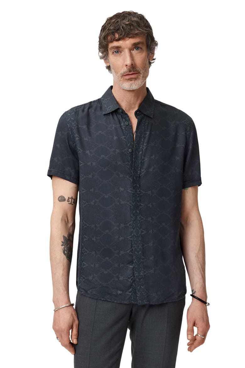 Loren Slim Fit Short Sleeve Button-Up Shirt, Alternate, color, BLACK