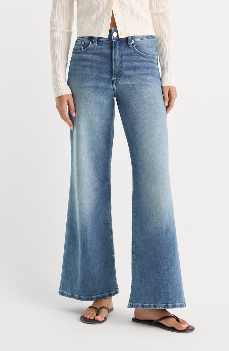 Good American Soft-Tech Good Waist High Waist Wide Leg Palazzo Jeans, Alternate, color, Indigo1238