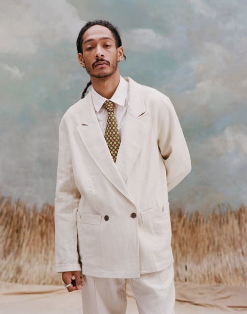 Tombolo Easy-going Jacket In Sand Linen