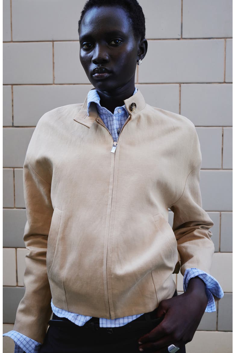 Linen Blend Jacket, Alternate, color, BEIGE