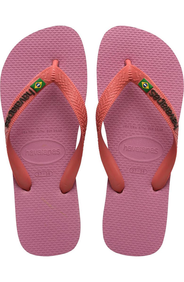 Havaianas Brazil Logo Flip Flop, Alternate, color, Rose Chiffon