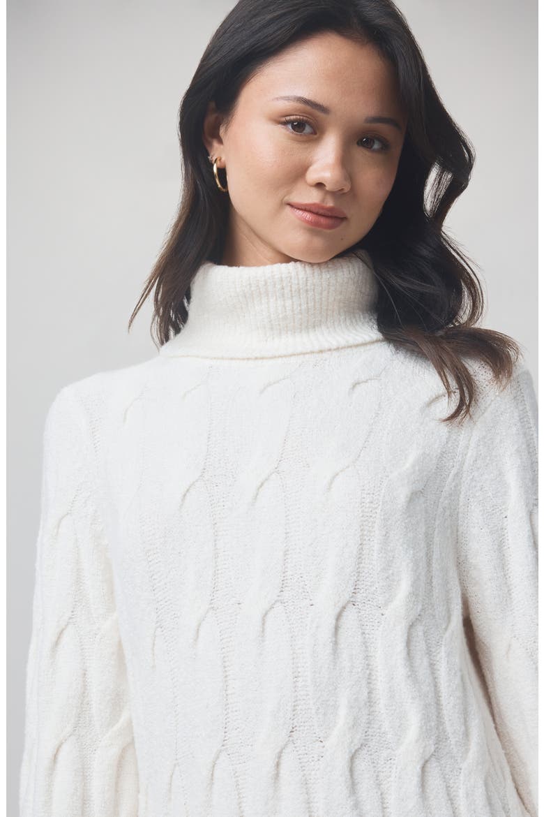 x @cellajaneblog Cable Knit Sweater Dress, Alternate, color, SNOW