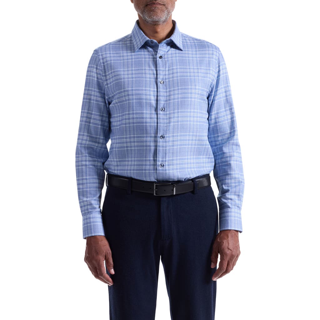 Bugatchi Karl Shaped Fit Plaid Cotton Button-up Shirt In Blue