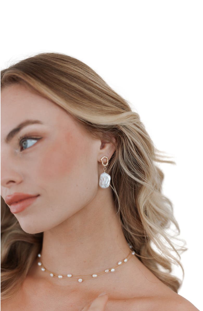 Untamed Petals Gemma Pearl Drop Earrings, Alternate, color, White
