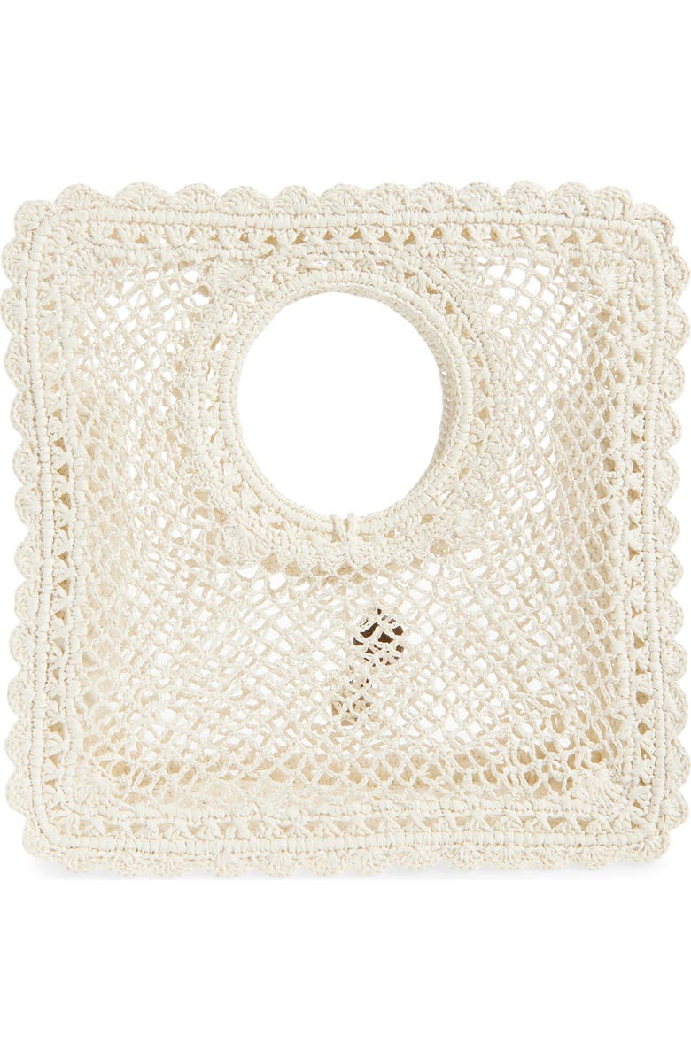 Jacquemus Small Spiaggia Square Lace Bag, Alternate, color, White 100